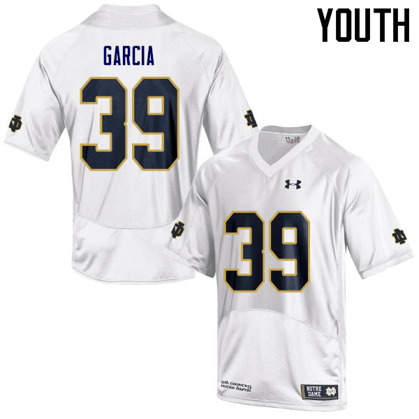 Youth NCAA Notre Dame Fighting Irish #39 Brandon Garcia Stitched College Under Armour Authentic White Football Jersey HN10R84AW